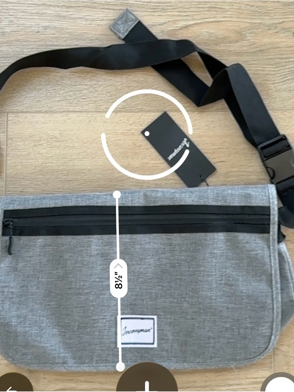 Journeyman Brand Gray Messenger Bag Herschel Style Tote 14.5” X 8.5” NWT